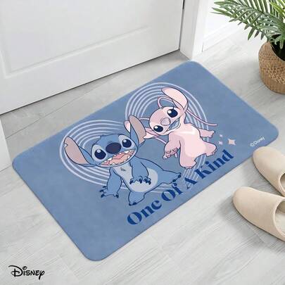 Tappetino antiscivolo con motivo carino di Stitch e Angel "Unico nel suo genere" di Disney, ideale per bagno, soggiorno, camera da letto, sala da pranzo, studio, cucina e uso esterno