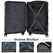 YONSLY Suitcase 16/20/24/28 Inches With 4 Wheels 360° Combination Lock Double Maintenance Zipper Mesh Pocket Soft Rubber Handle Trolley Suitcase - 黑色 - 查看 5