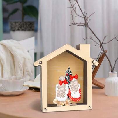 1pc Beautifully Designed Wooden House Shaped Piggy Bank, An Attractive House-Shaped Savings Jar, Ideal Gift For Sisters To Encourage Saving Habit And Promote Wise Spending