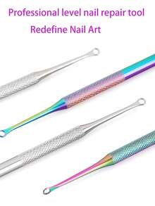 1 cái kìm đẩy biểu bì và cắt móng hai đầu bằng kim loại bạc, dụng cụ tẩy sơn gel chất lượng salon bằng thép không gỉ, dụng cụ làm sạch móng tay và móng chân chuyên nghiệp bền bỉ. - Bạc - Xem 5