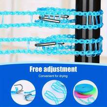 1 Portable Nylon Blue Clothesline, Windproof Clothesline With Textured Body To Prevent Clothes Hangers From Shifting During Drying, Suitable For Indoor And Outdoor Laundry Drying Lines, Essential For Camping Trips - 藍色 1 件 - 查看 2