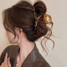 3pcs Transparent Amber Leopard Print Hair Claw, Elegant Minimalist Large Square Hair Clip, Versatile For Everyday Wear In Autumn/Winter Summer Hair Accessories Beach Claw Clips - 3-piece Set - Leopard Print Square - View 3