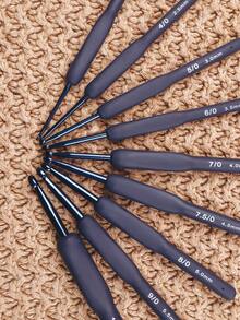1pc Ergonomic Soft Handle Crochet Hook, Non-Slip Grip, Suitable For Various Yarn Thickness And Crochet Techniques, Applicable For Scarves, Sweaters, Dolls, Bags And Other Handmade Knitting - Soft-shank Blue-shank Crochet Hook - View 2