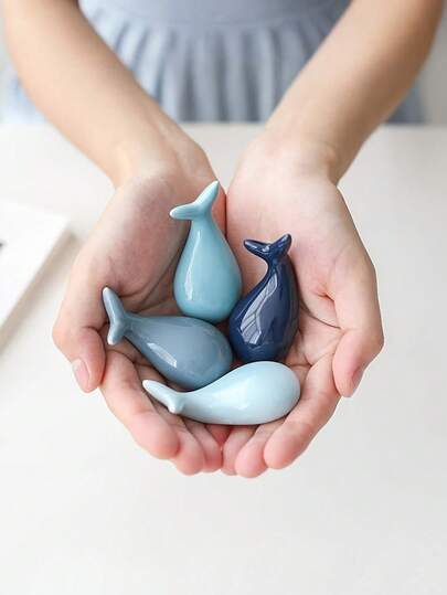 4pcs Ceramic Whale Shaped Chopstick Holder | Cute Chopstick Rest, Chinese Style Chopstick Pillow Rack, Cutlery Holder, Suitable For Hotel, Restaurant, Party, Home Dining Table, Restaurant Decor, Housewarming Gift