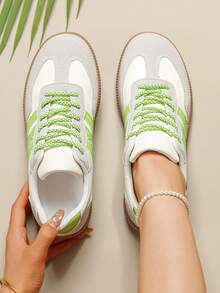 Color Block Sneakers - Color Block Casual Sneakers - Lace-Up, Lightweight, Thin. Soft Sole - Walking, Ice Skating, Daily Wear - Women's - Comfortable, Fashionable, Multifunctional - Step Into Style And Comfort - Mint Green - View 6