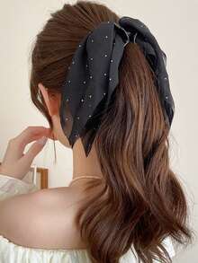 1个黑色优雅手工多层蝴蝶结发爪夹，适合派对和日常使用，夏季发饰发夹沙滩发圈 - 黑色 - 查看 3