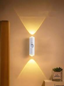 YITUMU Magnetic Rechargeable Wall Light, Smart Sensor Night Light, Hillside Cat Eye Design, Dimmable 3 Colors/RGB Wireless Mood Lamp For Stairs, Cabinet, Corridor (1/2/4 Pcs Set) - White - View 1