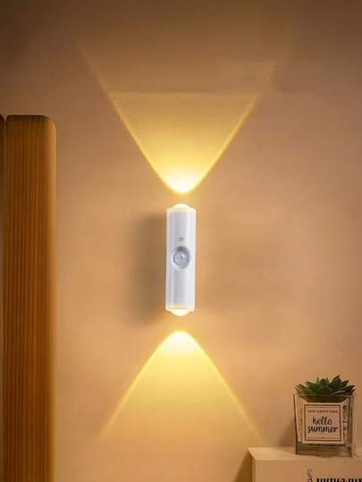 YITUMU Luz de pared recargable magnética, luz nocturna con sensor inteligente, diseño de ojo de gato de colina, lámpara de ambiente inalámbrica regulable de 3 colores/RGB para escaleras, gabinete, pasillo (set de 1/2/4 piezas)