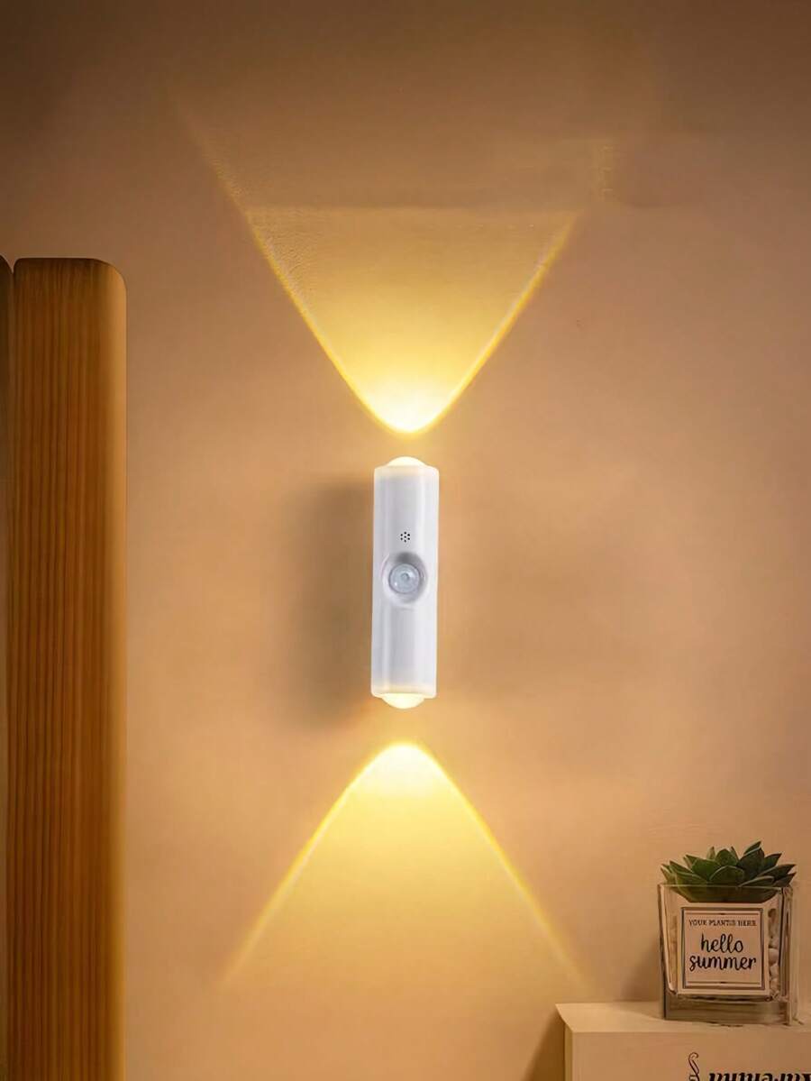 YITUMU Magnetic Rechargeable Wall Light, Smart Sensor Night Light, Hillside Cat Eye Design, Dimmable 3 Colors/RGB Wireless Mood Lamp For Stairs, Cabinet, Corridor (1/2/4 Pcs Set) - White - View 1