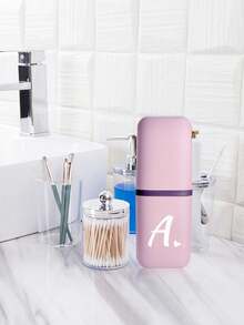 White Letter Heart Portable Toothbrush Holder, Keep Your Toothbrush Clean And Ready For Use! Travel Toothbrush Rack, Portable Toothbrush Cup Cover, Perfect For Travel, Camping, Business Trips And School. Multi-Functional Toothbrush Cup, Travel Toiletries Cup, Toothbrush And Toiletries Storage Set - Multicolor - View 7