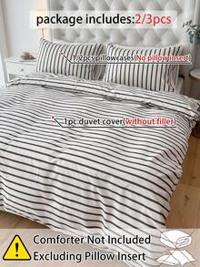 2/3pcs Striped Duvet Cover Set (Duvet Insert Not Included) - Soft & Breathable Bedding, Modern Striped Print Bedding Set, Suitable For Bedroom/Guest Room, Essential Home & Dorm Decor, Comfortable Bedding Set For All Seasons - Multicolor - View 4