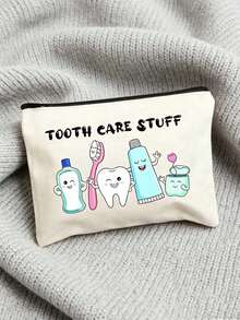 Fun Dental Care Cosmetic Bag - "Dental Care Products" Makeup Bag, Cute Cartoon Tooth Care Stuff Makeup Bag, Portable Travel Toiletry Pouch With Zipper, Cosmetic Bag For Dental Hygiene Products, Funny Oral Care Organizer Pouch For Women Men,Can Hold Toothbrush, Toothpaste, Etc. - Whimsical And Educational Design - Perfect For Travel, Beach, Commute, Perfect Gift For Dentist Hygienist Travel Lover - Multicolor - View 3
