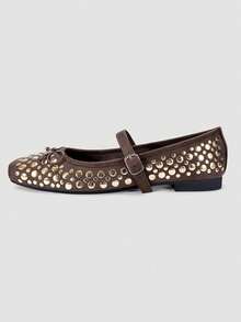 ADAMUMU New Women's High-End Fashion Comfortable Sequin Flat Shoes, Cute Suitable For Daily Wear, Spring/Summer Holiday - Mocha Brown - View 4
