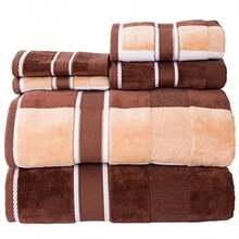 Lavish Home - Juego de toallas Oakville 67-0023-T terciopelo chocolate 6 piezas - Chocolate - Ver 2