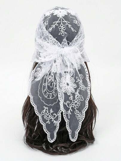 1 chiếc khăn tam giác thêu hoa, khăn trùm đầu trang trí đa năng thời trang dành cho nữ.