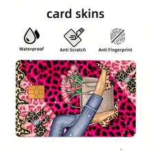 Cute And Stylish Pink Leopard Bow Credit Card Sticker, Ultra-Thin Waterproof And Wrinkle-Resistant Removable Polyester Film Sticker, Debit Card Protector, Bubble-Free Ultra-Thin Customizable Sticker With Scratch-Resistant And Wear-Resistant Properties, Suitable For Men And Women, Personalized Decoration Sticker For Keys, Small Chip Cards, Bank Cards, Credit Cards, Transportation Cards, Student ID Cards, Etc. - A - View 2