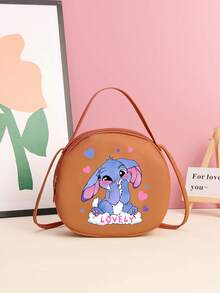 1pc Girls' Cute Fashion Mini Round Bag, Adorable Printed Faux Leather Crossbody Shoulder Bag With Rabbit, Cat, Unicorn Designs, Ideal Birthday Gift - 2221 Blue Rabbit - View 15