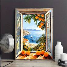 1pc Open Window Henri Matisse Print Poster Henri Mediterranean Sea Orange Tree Coastal View Canvas Painting Home Living Room Decor - Multicolor - View 6