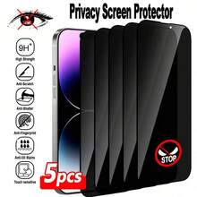 ZYONS Protezione schermo privacy antiurto per telefono 5 pezzi, pellicola protettiva privacy, vetro temperato, copertura completa, antigraffio e antiurto, facile installazione, compatibile con iPhone 17 Pro Max/17 Air/16E/16 Pro Max/16 Pro/16 Plus/16/15 Pro Max/14 Pro Max/13 Mini/12/11/XS Max/XR/8+/7 Plus, regalo per la Festa della Mamma - 5 pezzi - Visualizzare 12