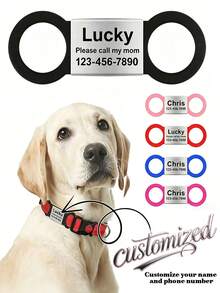 Personalized Pet ID Tag: Customized Engraved Stainless Steel Tag With Elastic Silicone Strap, Pet ID Tag Customizable With Pet Name And Phone Number, Suitable For Most Collars - Multicolor - View 2