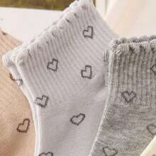 5 Pairs Fashion Women's Invisible Leg Warmers Set, Cute Heart Print Ruffle Edge Soft Invisible Leg Warmers, Durable Multi-Purpose Casual Leg Warmers Suitable For Work, Shopping, Dating - Multicolor - View 4
