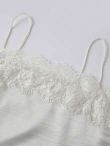 Women Y2k Lace Camisole Top Satin Square Neck Side Split Cami Silk Sleeveless Spaghetti Strap Loose Going Out Tank Backless Nightgown Sleepwear Sliky Short Wedding Nightgown,Party Streetwear,Rave Outfit,Club Outfits,Beach Vacation Outfits,Summer Going Out Tops,Spring Break Outfits,Country Concert Outfit - 香檳色 - 查看 6