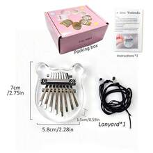 Mini Decorative Musical Instrument, High-Quality Wooden 8-Note Kalimba Thumb Piano, Comes With Hanging Cord And Tutorial, Ideal Holiday Gift - White - View 5