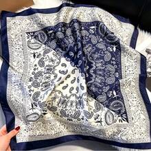 1 pieza Pañuelo con estampado de flor de anacardo, versátil accesorio de moda hip hop para uso diario como pañuelo para la cabeza, pañuelo, cinturón, accesorios, toalla de playa - Azul - Ver 3