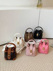 New Arrival Cute Mini Handbag, Gold Twist Lock Small Bucket Bag, Cosmetic Pouch, Small Crossbody Bag, Accessory Bag, Hanging Decor Bag, Evening Bag, Coin Purse - Hot Pink - View 1