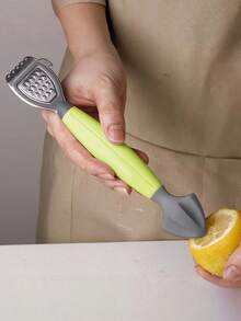 1pc/2pcs Multi-Function Lemon Grater Made Of High-Quality Stainless Steel, Includes Juicing, Grating, Peeling, Scraping, And Bottle Opening Functions. Easily Process Lemons, Oranges And Other Fruits, Grate Finely And Evenly, Juice Efficiently With Less Effort, Peel Cleanly Without Damaging The Fruit Flesh, Compact And Durable, Easy To Clean, Essential Kitchen Tool. - Yellow-green - View 6