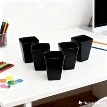 Kit Of 100 Square Plastic Cups, 250 Ml, Multipurpose, For Bathroom, Office, Party And Decoration. - 黑色 - 查看 4
