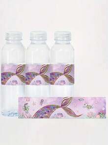 10张紫色美人鱼水瓶贴纸，美人鱼尾巴设计矿泉水瓶包装贴纸，非常适合女孩海底主题一周岁生日派对装饰、婴儿派对用品 - 彩色 - 查看 3