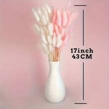 60 pièces Queues de lapin rouges artificielles de 16.5 pouces, tiges de queues de lapin factices pour la décoration de la maison, convient pour les arrangements floraux bohèmes, les artisanats DIY, la décoration de la maison, de la cuisine et des mariages, Noël, Thanksgiving, la confection de couronnes - Rose blanc - Voir 5