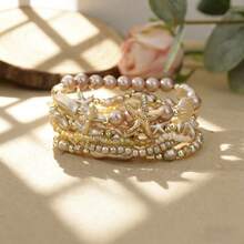 Bộ 7 vòng tay phong cách Boho nhiều lớp chủ đề đại dương, vòng tay đính hạt ngọc trai giả hình sao biển và vỏ sò, phụ kiện đi nghỉ mát biển. - Vòng tay vỏ sao biển - Xem 6
