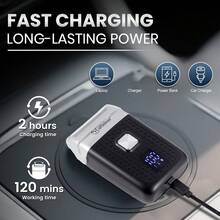 Hatteker 1pc USB Rechargeable Digital Mini Electric Shaver, Men's Reciprocating Beard Trimmer, Portable Whitening - Black - View 5