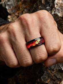 Simple, Retro, Versatile And Stylish Rings That Are Perfect For Daily Commuting, Casual Outings, Summer Beach Parties, Gatherings And Parties, As Well As Father's Day Gifts. - Red - View 2