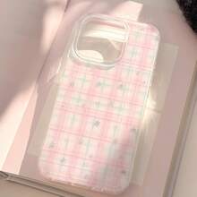 1件树脂甜美款手机壳，兼容 16、17 Pro Max硬壳，粉色格子星形设计，兼容 16、15 Pro Max、13全包硬壳、12、14高端款 - 粉色 - 查看 4