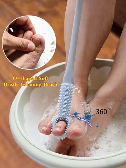 Long Handle Foot Brush, Toe Cleaner, Exfoliating Massage Foot Scrubber, Suitable For Pregnant Women And Elderly