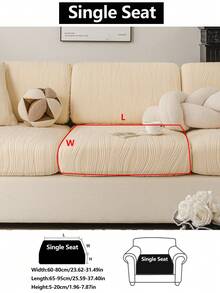1 pieza Funda elástica para sofá, Funda de asiento de sofá de cobertura completa antideslizante, Adecuada para todas las estaciones, Funda de sofá de tela, Lavable a máquina, a prueba de polvo, apta para mascotas, Decoración para dormitorio, oficina, sala de estar, se ajusta a sofás de 1-4 plazas y sofás en forma de L - Beis - Ver 13