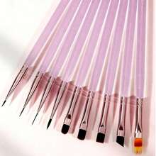 Bộ cọ vẽ móng nghệ thuật 9 món dòng Ice Purple Nhật Bản, bao gồm: Cọ vẽ móng nghệ thuật, cọ kẻ viền, cọ hai đầu, cọ tạo cấu trúc, bút vẽ gel UV, cọ tạo hiệu ứng chuyển màu, thích hợp cho tiệm nail và sử dụng tại nhà. - Màu Lilac Tím - Xem 3