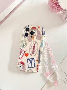 奶油色纹理波浪边亮面条纹彩绘防摔手机壳，附赠串珠手链配件，兼容 17 Pro/17 Air/17/17 Pro Max/16/11/16 Pro/16 Plus/16 Pro Max/16 e/15 Pro Max/13/14/12/XS/XR/7G/8P，Galaxy 11/12 Pro/12/12 X/13 Pro/14 Pro/15 Pro，10/9/Note9/12c/Note11 Pro/Note8 Pro - 彩色 - 查看 3