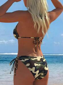 Women's Sexy Bikini Set, Retro Camouflage Contrast Color Adjustable Shoulder Strap Design, Suitable For Beach Vacation Summer - Camouflage - View 6