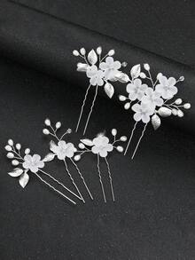 5pcs/Set Handmade Leaf & Flower Hair Clips Set, Elegant Accessories For Girls, Suitable For Weddings, Parties, Birthdays, Cosplay, Formal Events - Multicolor - View 4