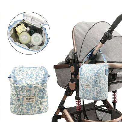 Floral Diaper Bag Insulated Baby Bag For Mom And Dad, Quilted Cooler Bag Milk Bottle Pouch For Boys And Girls, Thermal Changing Bag Nappy Bag For NewBorn Baby, Baby Essential, Mother's Day Gifts