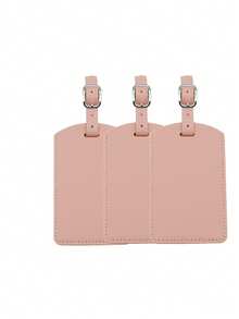 Solid Color PU Leather Luggage Tag, Simple Black Suitcase Tag, Gold Leather Luggage Tag, Pink And Rose Red Travel Vacation Women's Luggage Tag, Unisex Couple Suitcase Handle Tag, Adjustable Buckle - Multicolor - View 22