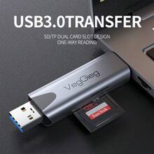 二合一 Type-C + USB 3.0/2.0 读卡器，双 SD/TF 卡槽，高速传输，铝合金外壳，兼容智能手机、电脑、平板电脑、相机，即插即用，经久耐用且便携。 - 查看 3