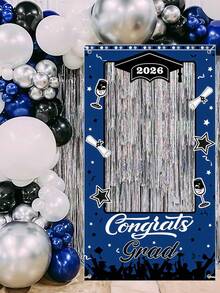 2026 Graduation Photo Studio Frame, Blue "Congratulations On Your Graduation" Selfie Banner Background, Graduation Backdrop Banner, Graduation Decor, High School/University Graduation Party Decoration Photo Prop - Graduation Photo Props (blue) - View 4