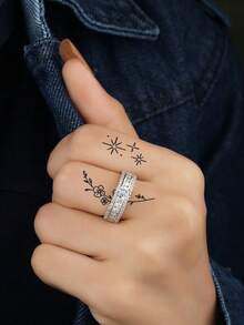 1Pc Tattoo Fake Temporary Tattoos Y2K Minimalism Small Pattern Semi Permanent Tattoo Waterproof Sweatproof Last For 1-2 Weeks Realistic Herbal Juice Anti-Friction Non-Reflective Black For Woman And Men Tattoo Stickers For Arm, Chest, Leg, Abdomen, Waist, Finger, Neck, Spine, Modernist Body Art,Sketch Style - Black - View 3
