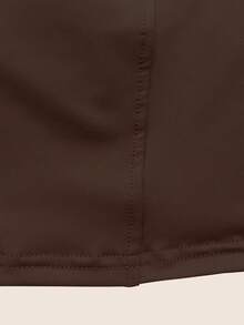 Chaleco casual diario de mujer de línea suave y reversible de color marrón cacao, con corte sexy y espalda descubierta - Marrón - Ver 5