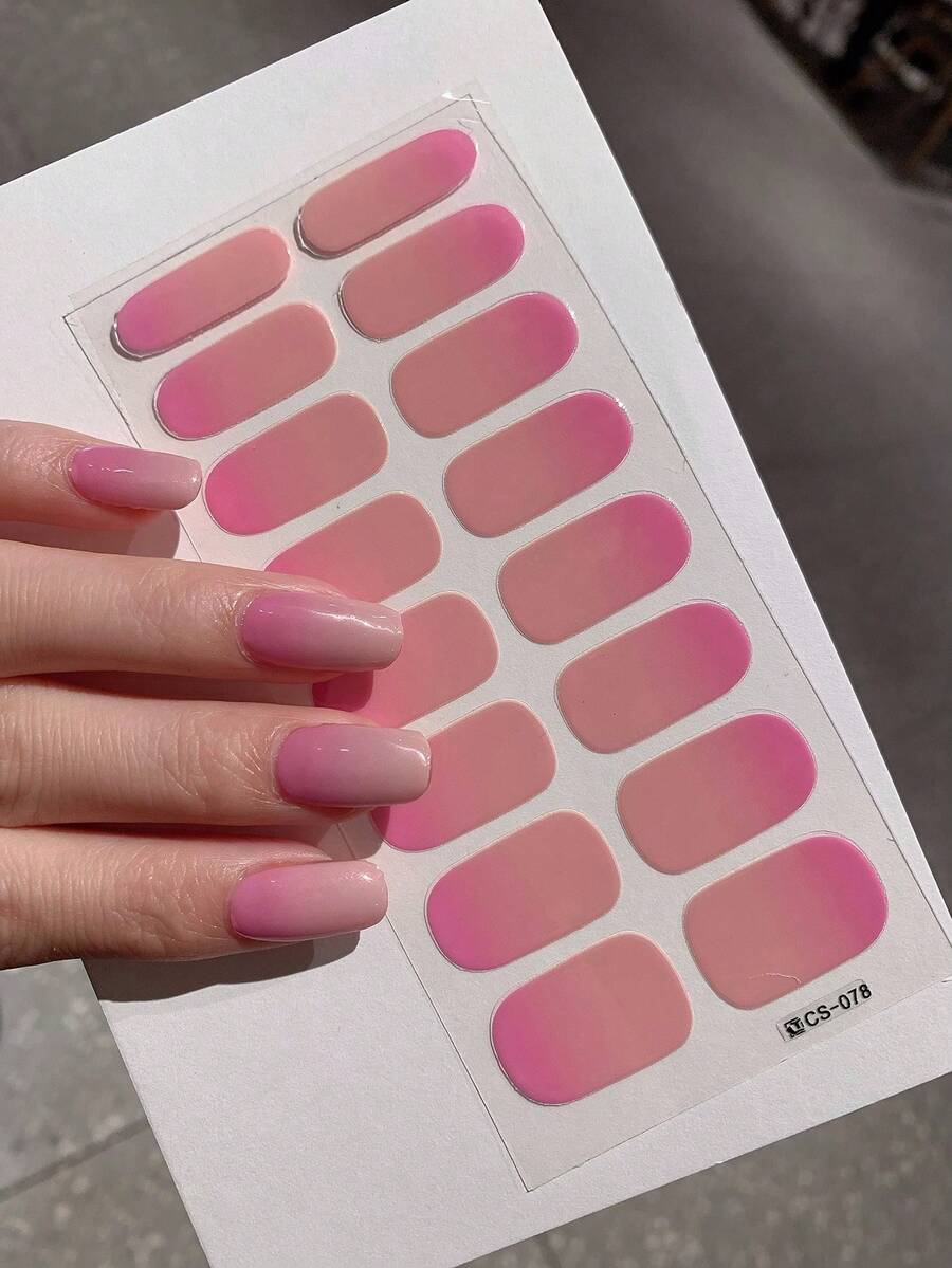 1 pièce Nouveaux autocollants pour ongles couleur dégradé, autocollants d'art pour les ongles amovibles et imperméables, décalcomanies pour ongles pour femmes, faciles à utiliser, convenant pour les vacances, les fêtes, les cadeaux d'anniversaire - Parme - Voir 1